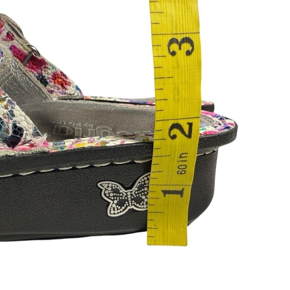 Alegria Carina Perennial Crackle Floral Sandals Velcro Size 36 Comfort Leather - Picture 8 of 10